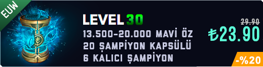 EUW 30 Level & 13K Mavi Öz & 20 Kapsül Unranked Hesap